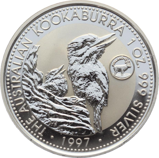 Australien 1 Dollar 1997 Kookaburra - 1 Unze Feinsilber - Privymark "Finnland"